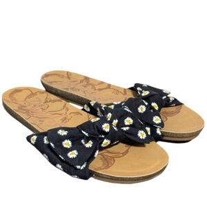 Blowfish Black Daisy Bow Slide Sandals Size 7.5